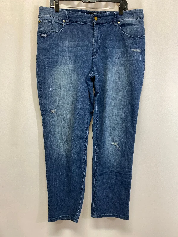 Jeans Straight By Chicos In Blue Denim, Size: 16