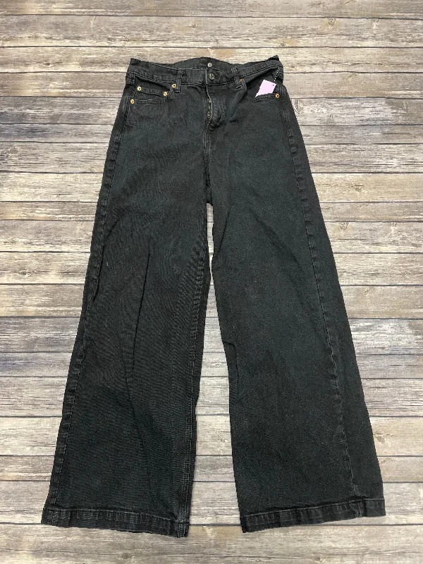 Jeans Wide Leg By Gap In Black Denim, Size: 10