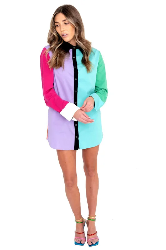 David Colorblock Shirtdress