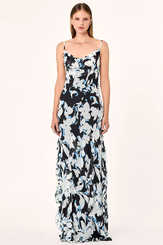 Kamila Gown - Black Blur Print