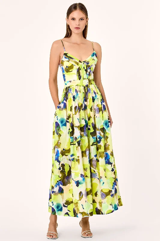 Mireille Dress - Limeade Blur Print