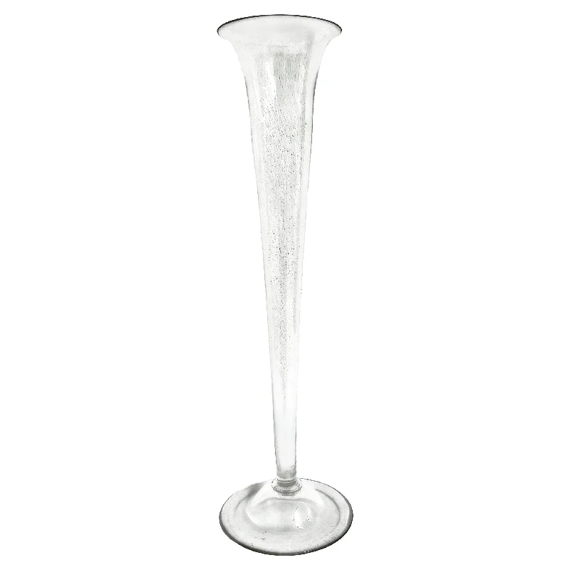 Tall Trumpet Shape Handblown Glass Vase