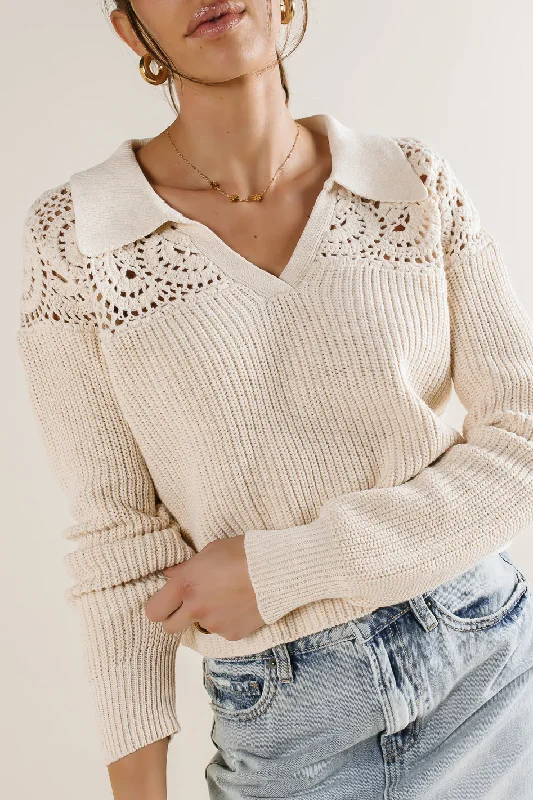 Crochet Collared Sweater - FINAL SALE