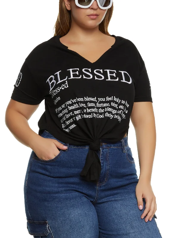 Plus Size Blessed Hanky Hem Graphic Tee