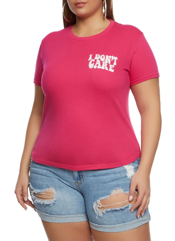 Plus Size I Dont Care Graphic T Shirt