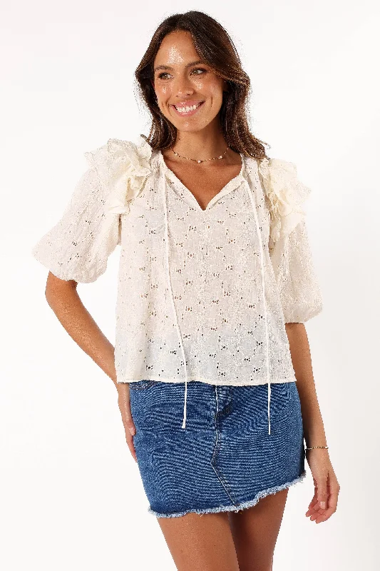 Iris Ruffled Top - Cream