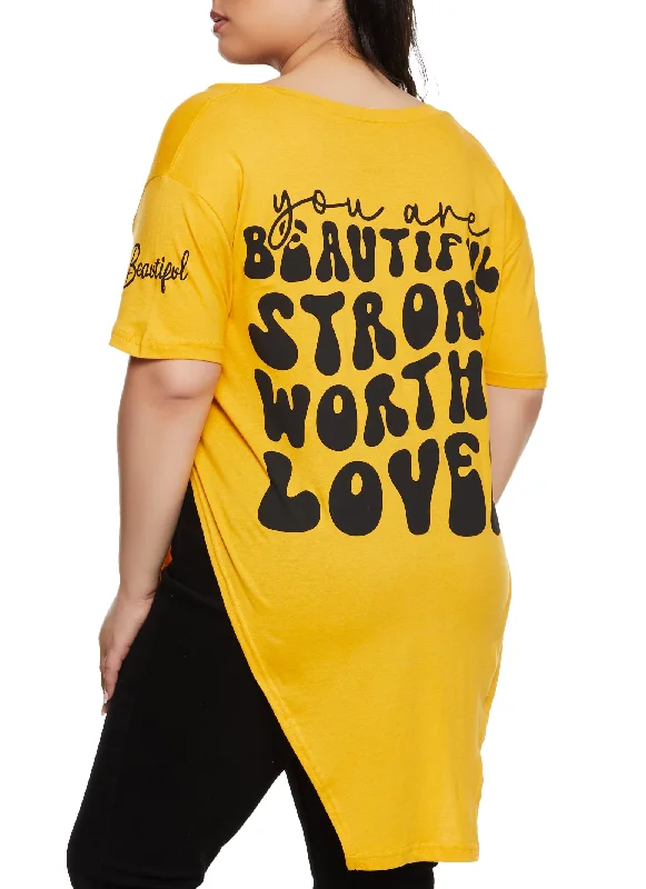 Plus Size Sequin Beautiful Graphic Tunic Tee