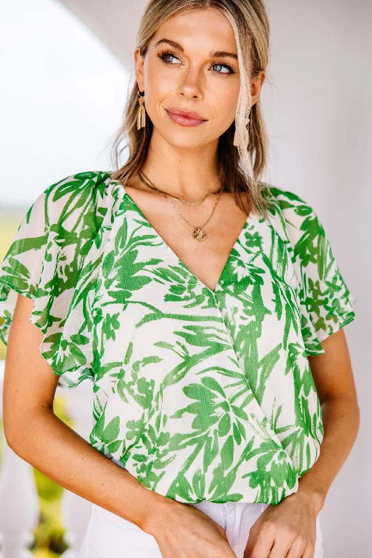 Out For Adventures Kelly Green Palm Print Bodysuit