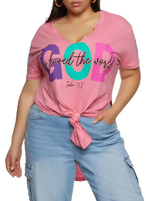 Plus Size God So Loved The World Tunic Graphic Tee