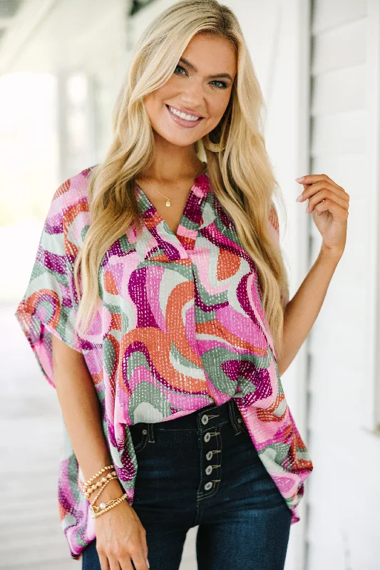 Retro Rendezvous Purple Abstract Blouse