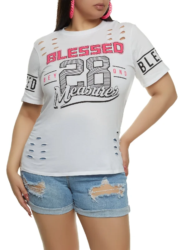 Plus Size Blessed Beyond Measure 28 Laser Cut Graphic Tee