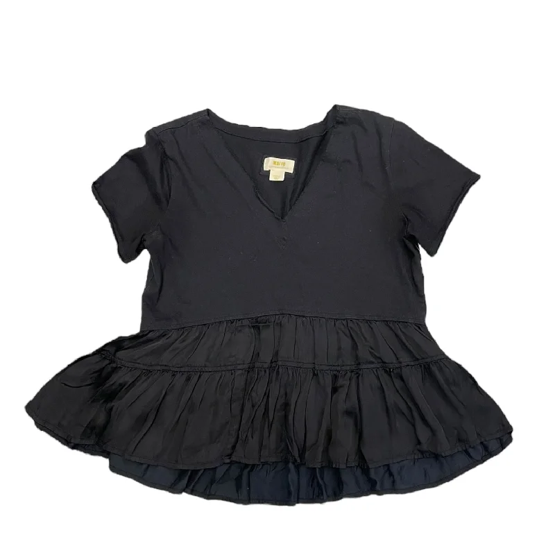 Top Short Sleeve By Anthropologie In Black, Size: S