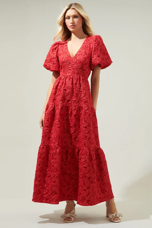 Arielle Jacquard Maxi Tiered Dress