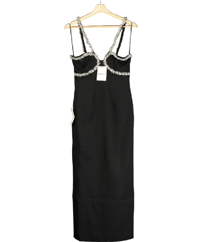 Bardot Black Amalia Diamante Midi Dress UK 8