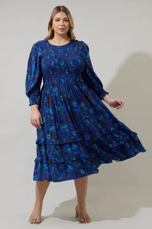 Bluford Floral Ludlow Smocked Maxi Dress Curve