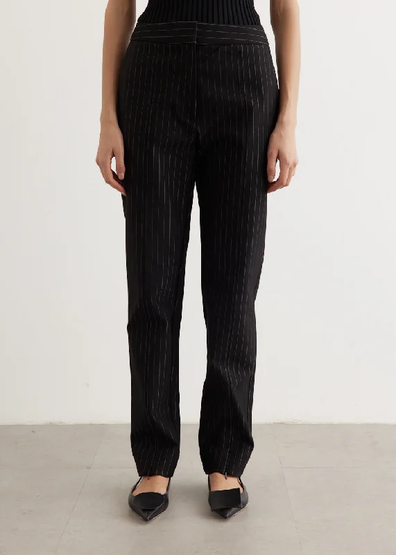 Compact Stripe Jersey Mid Waist Pants