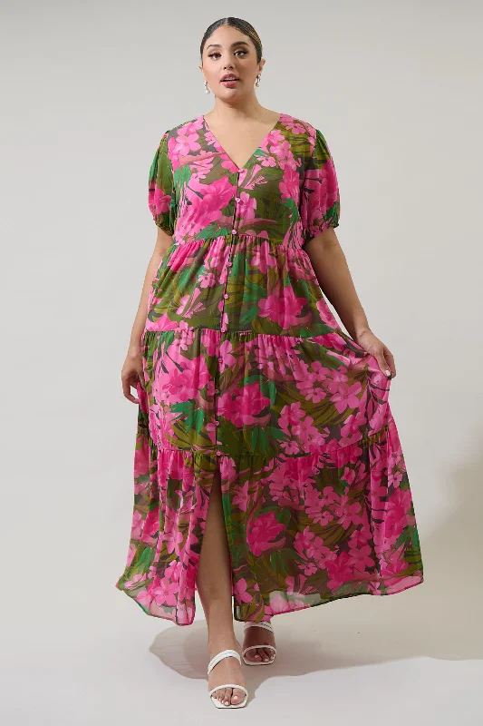 Dandi Floral Monaco Long Tiered Maxi Dress Curve