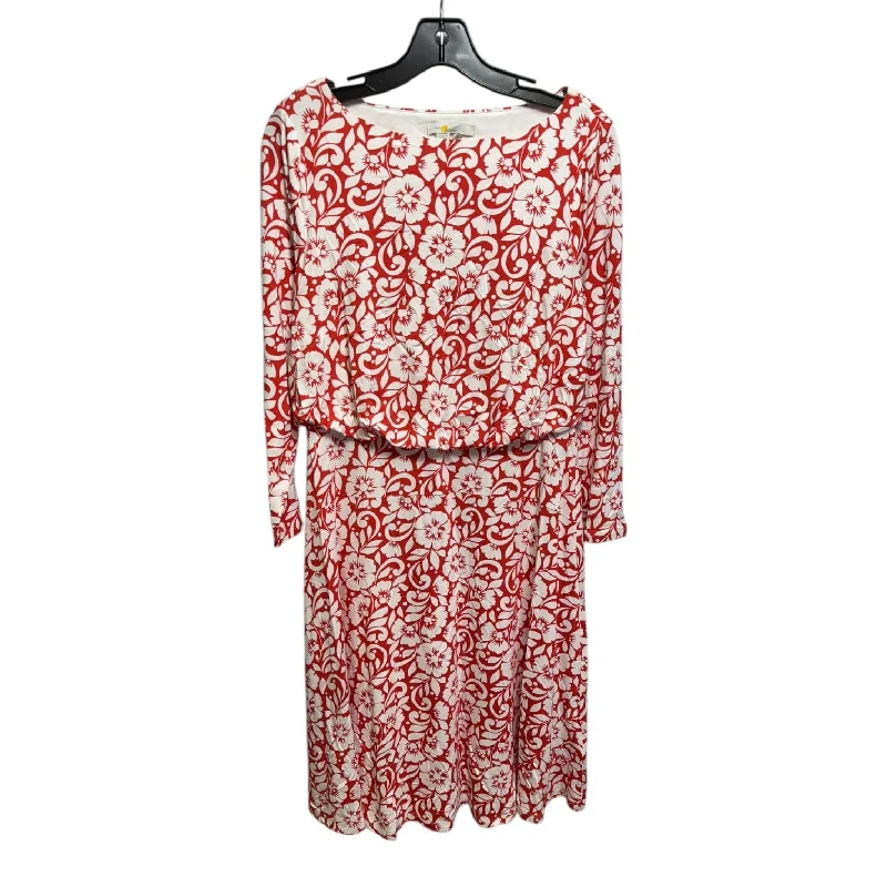 Dress Casual Midi By Boden In Red & White, Size: 8