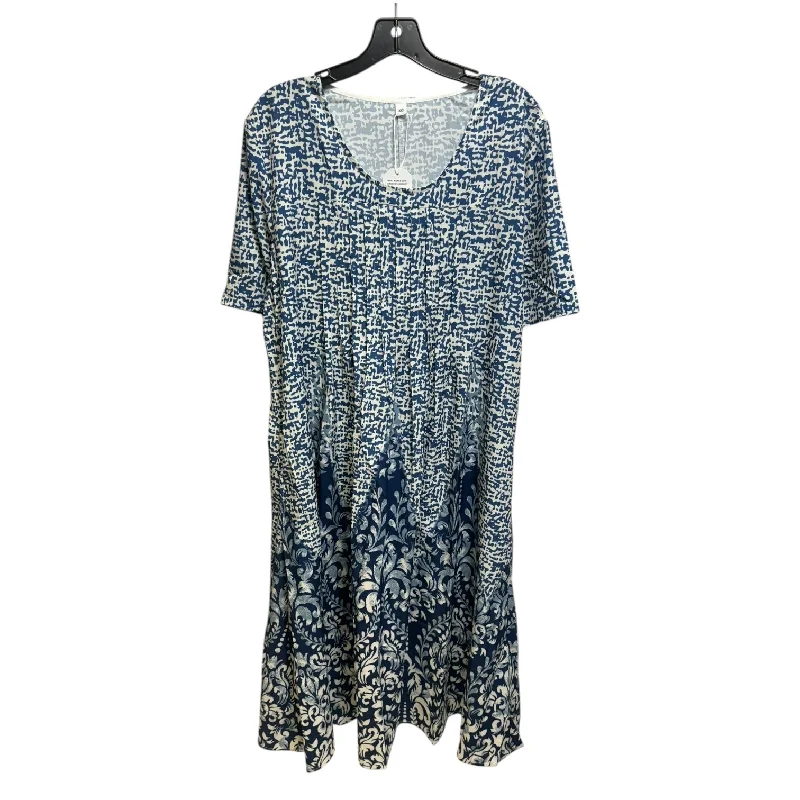 Dress Casual Midi By Made With Love In Blue & Cream, Size: Xxl