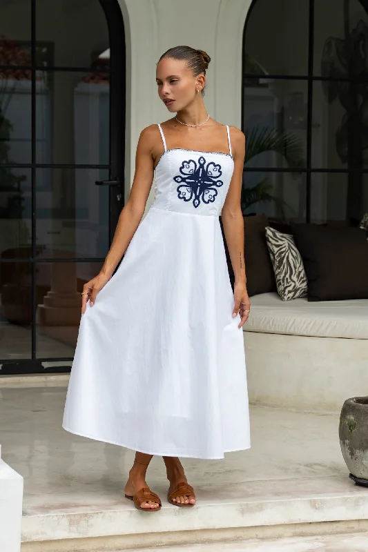 Fiona White Contrast Midi Dress