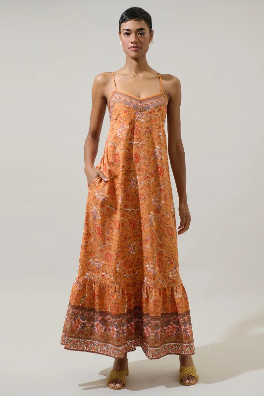 Gisela Floral Valle Tie Back Maxi Dress