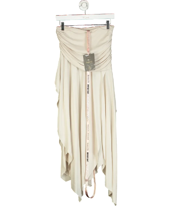 House of CB Cream Mesh Draped Midi Skirt UK S