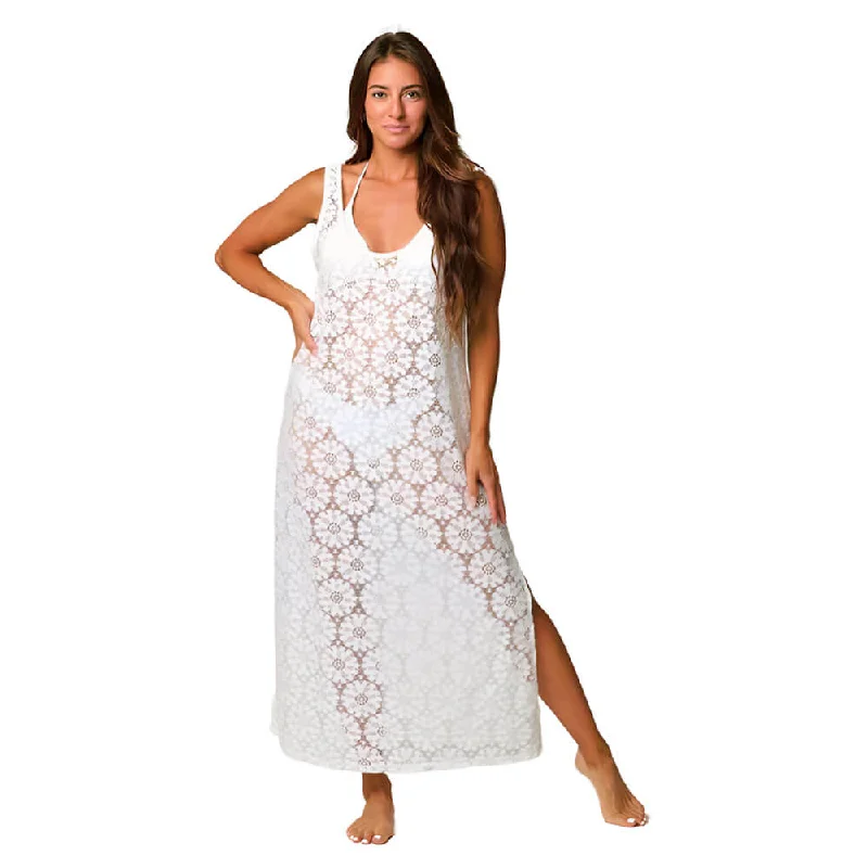 J Valdi Santa Barbara Slit Maxi Dress Coverup - White