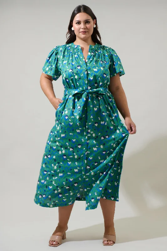 Laury Floral Mile Button Down Maxi Dress Curve