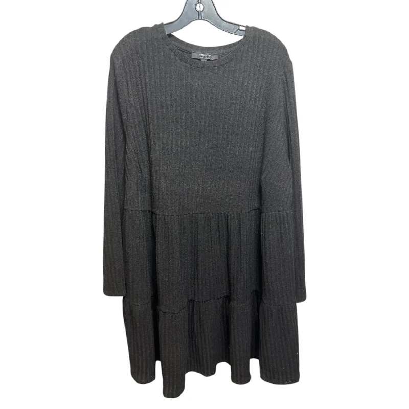 Ribbed Knit Dress Casual Midi By simply be. In Black, Size: 28