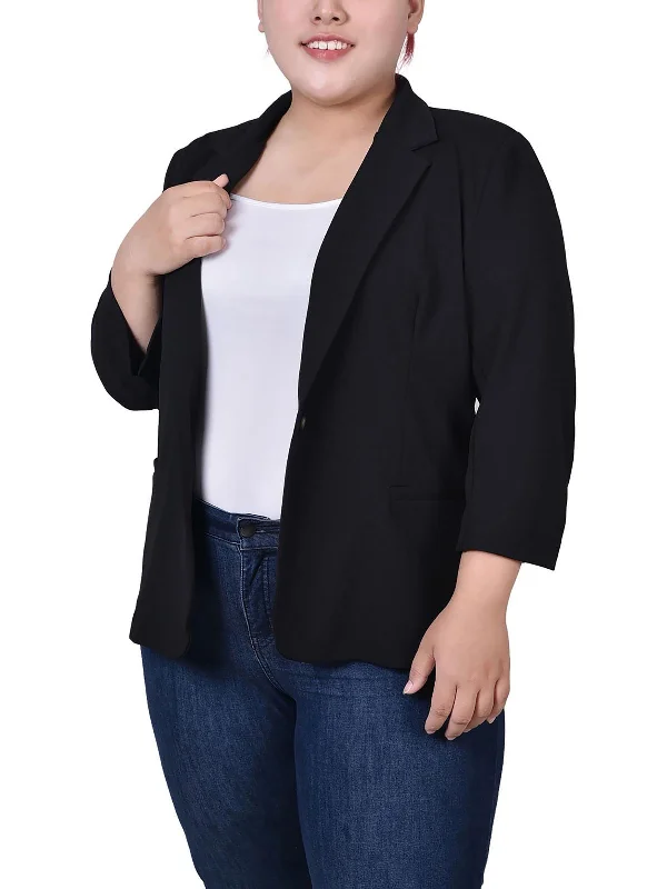 Plus Womens Work Wear Business One-Button Blazer