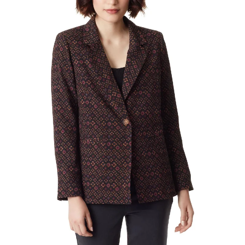 Womens Printed Office One-Button Blazer