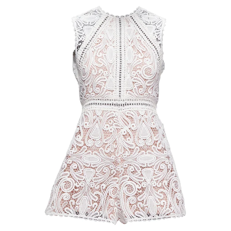 Alexis Makenna Paisley Lace Eyelet Trim Bridal Playsuit Romper