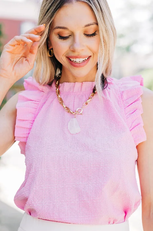 Consistently Cute Blossom Pink Ruffled Tank