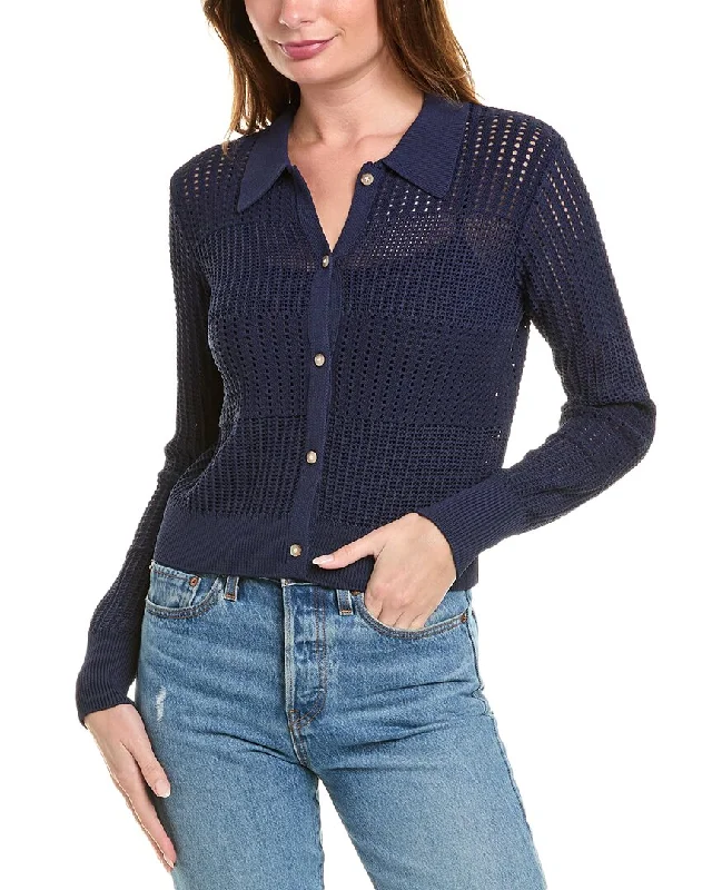 FRAME Denim Shrunken Crochet Cardigan