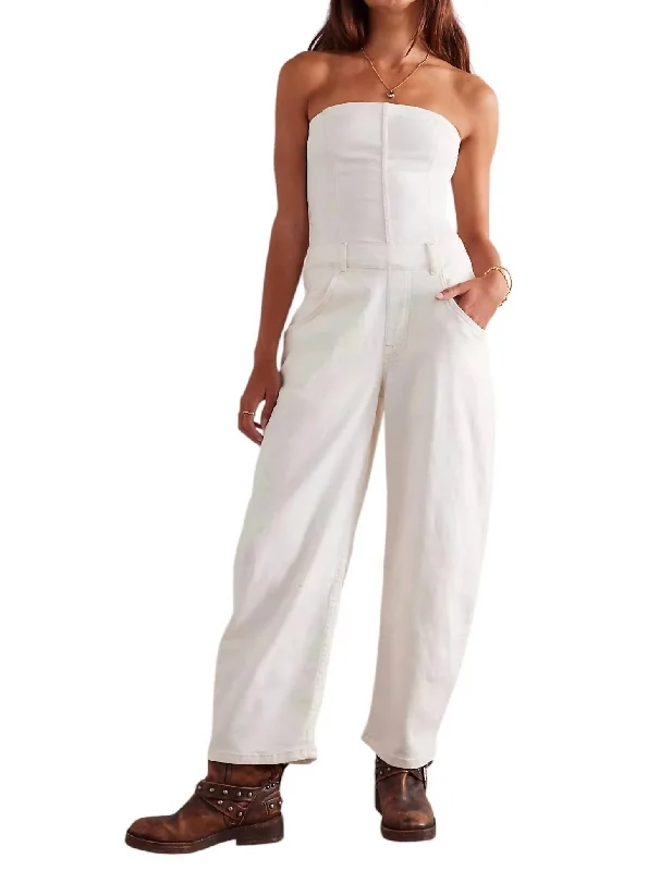 Je Suis Pret Barrel Leg Jumpsuit In White