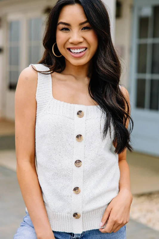 Just Dreaming Cream White Knit Tank