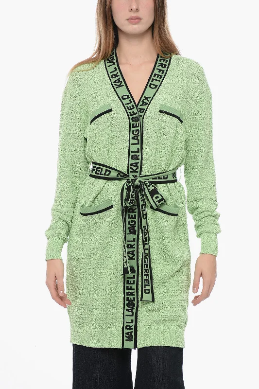 Karl Lagerfeld Bouclè Fabric Cardigan with Logoed Details