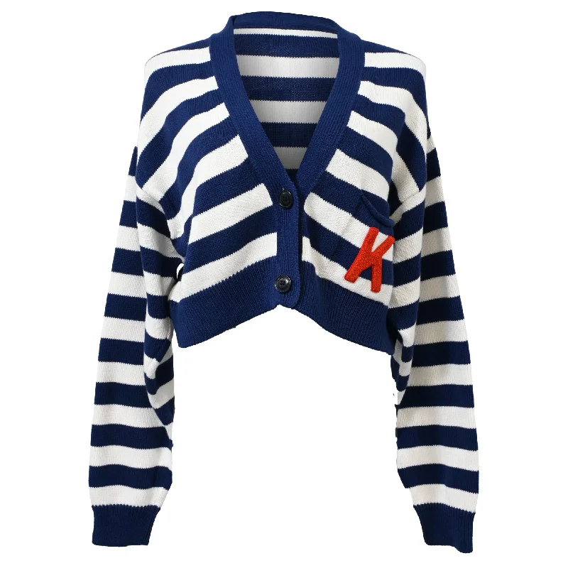 Kenzo K-Patch Stripe Cropped Cardigan in Multicolor Cotton