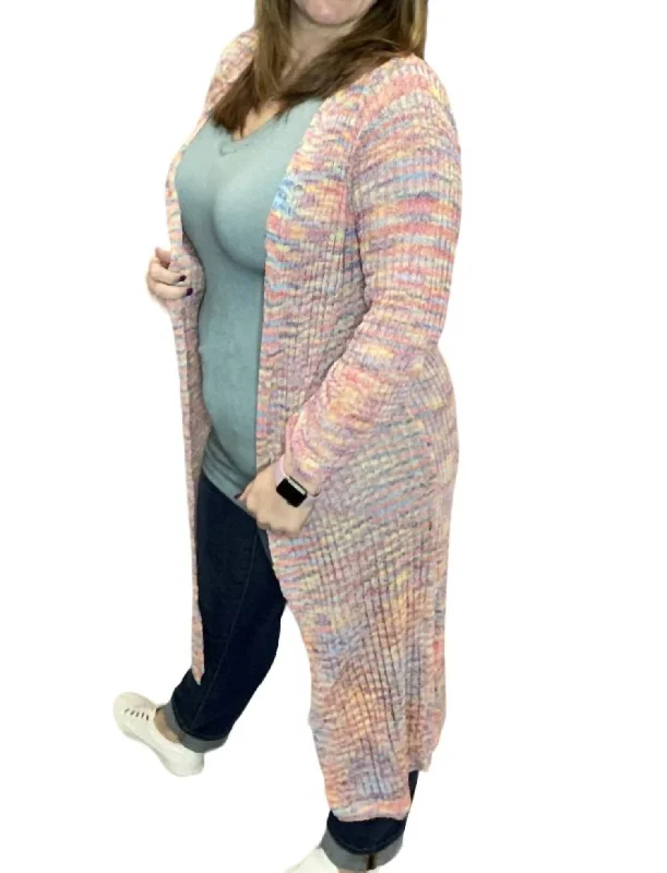 Lightweight Rainbow Cardigan In Multi