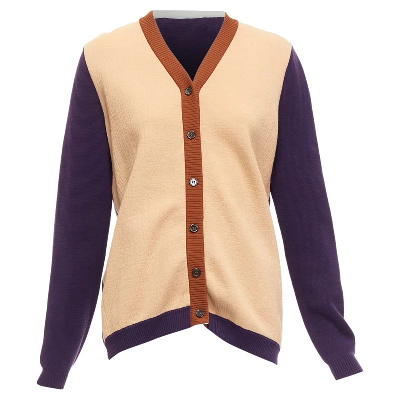 Marni colorblocked mixed material cardigan sweater