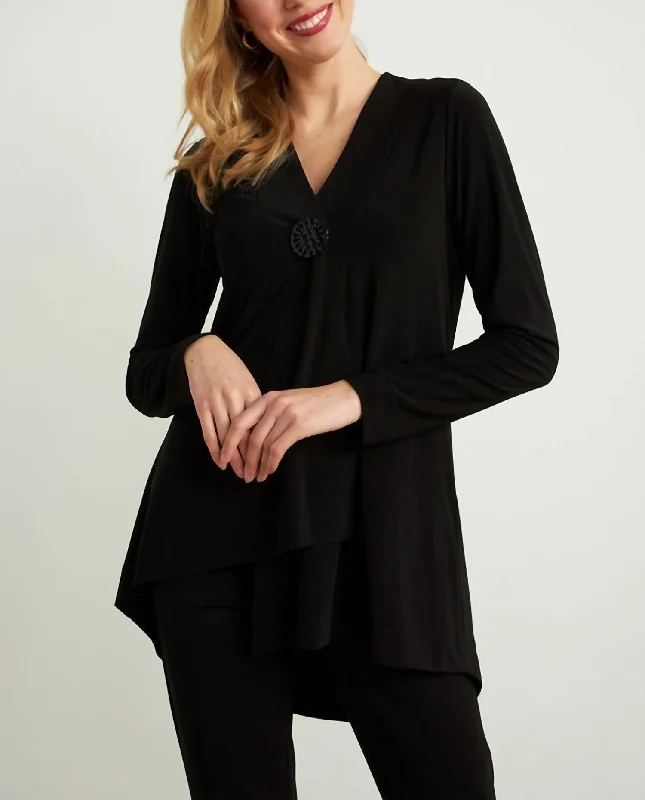 Open Front Long Cardigan In Black