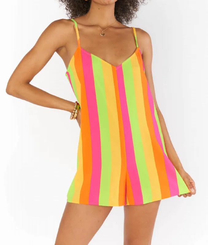 Rascal Romper In Neon Stripes