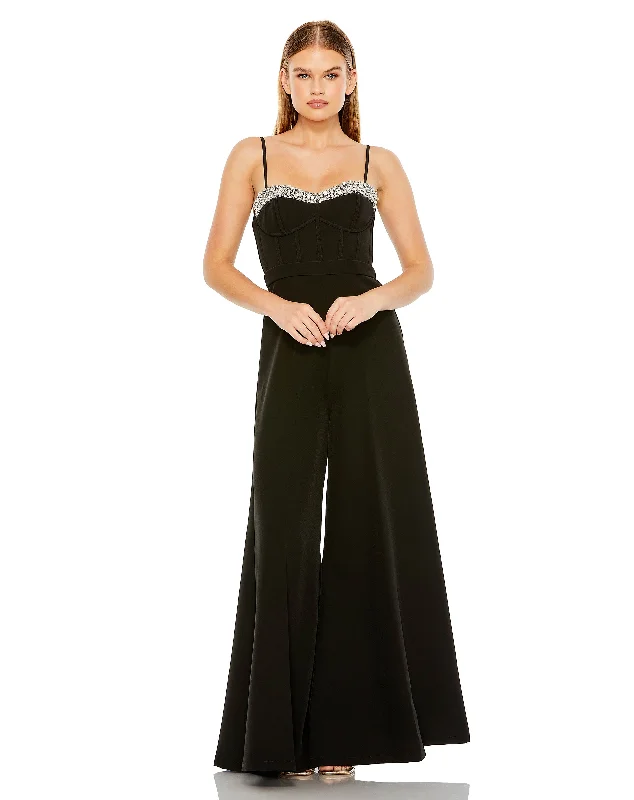 Slim Strap Beaded Bustier Top Jumpsuit