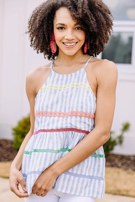 Take Your Word Blue Striped Tank