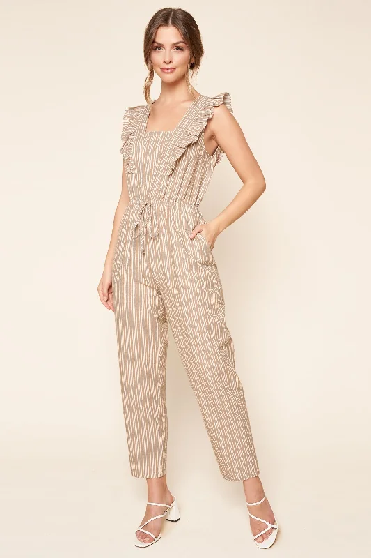 Tiana Striped Sleeveless Ruffle Jumpsuit