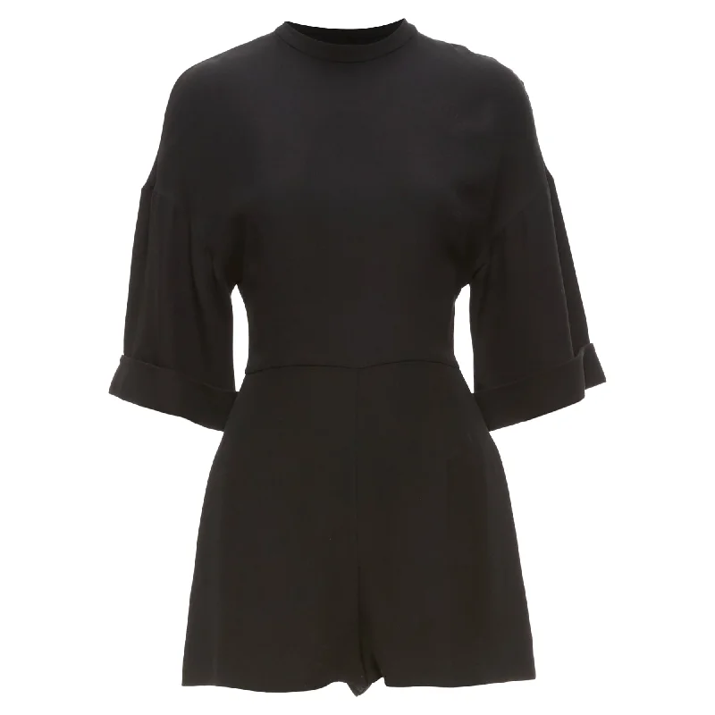 Valentino Silk Bell Half Sleeve Wide Leg Crew Neck Playsuit